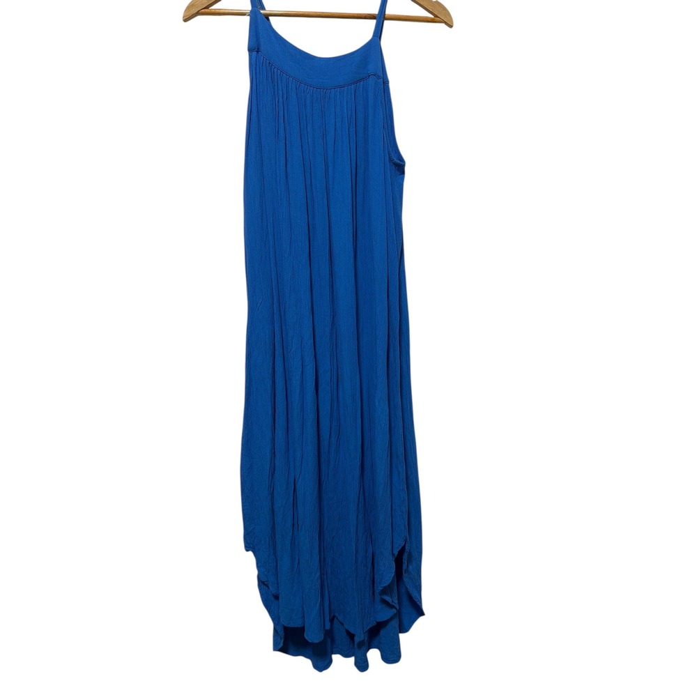 GAP Womens Blue Crinkle Sleeveless High Neck High Low Midi Dress Size Small